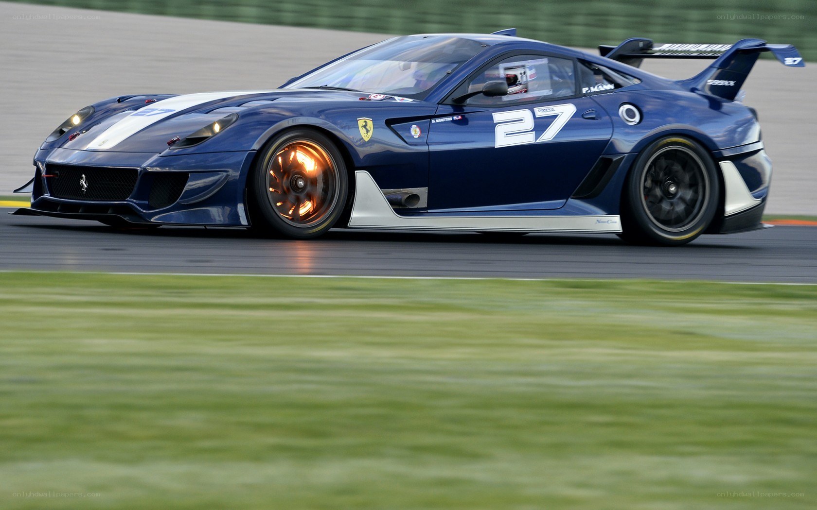 Blue racing car on track