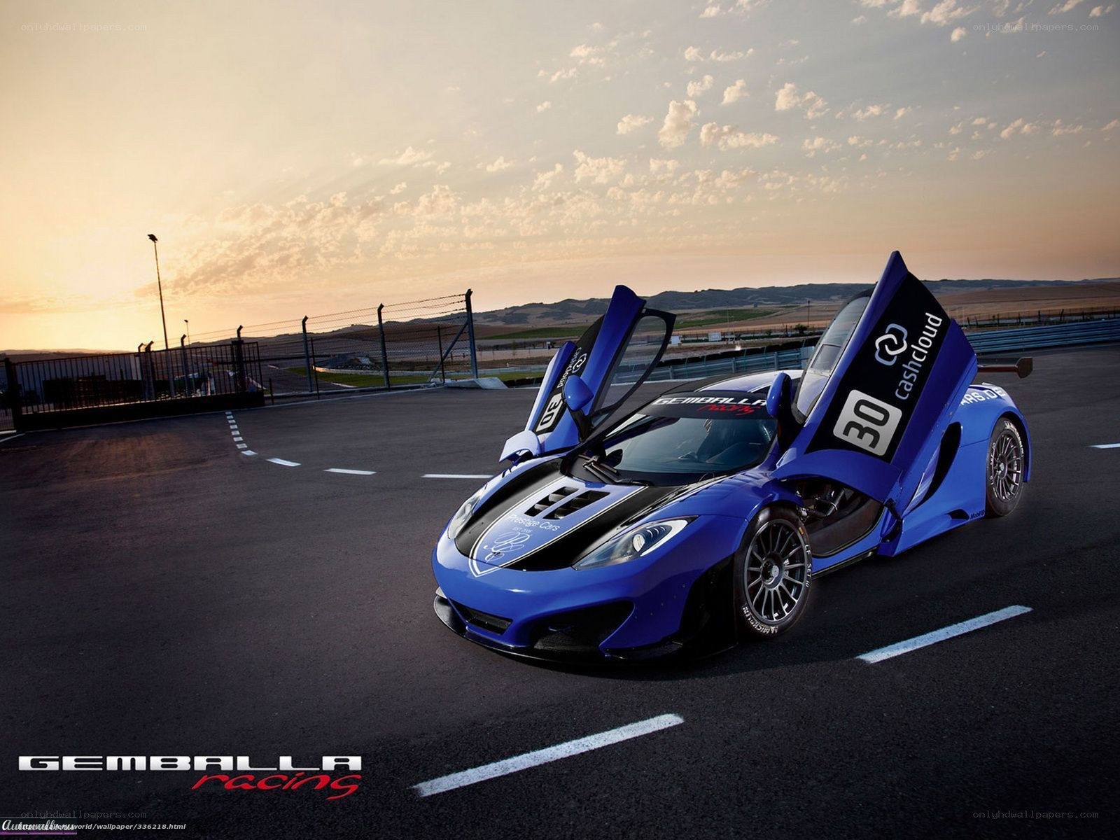 Blue racing car on track