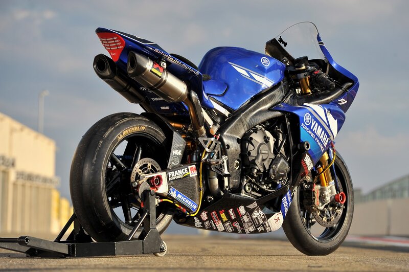 Blue Racing Motorcycle — Dramatic, Afternoon, Photograph