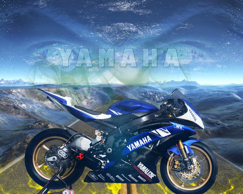 Blue Racing Motorcycle — Dramatic, Digital Art