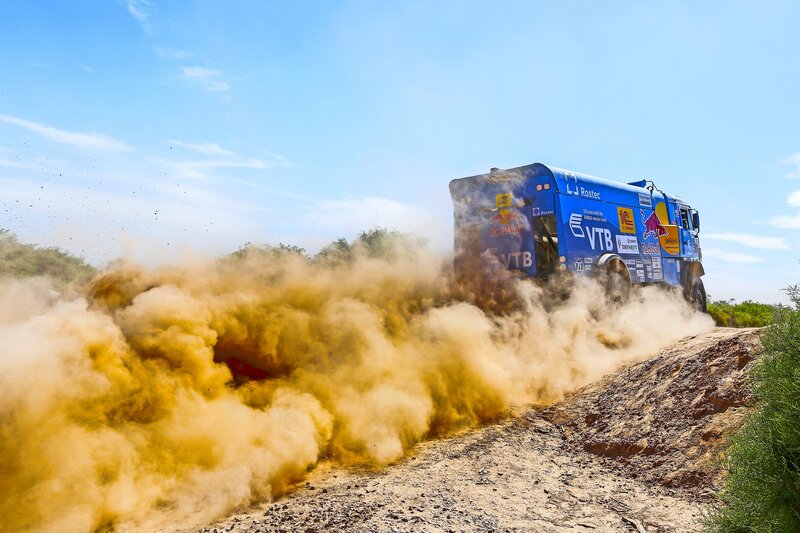 Blue Racing Truck — Dynamic, Afternoon