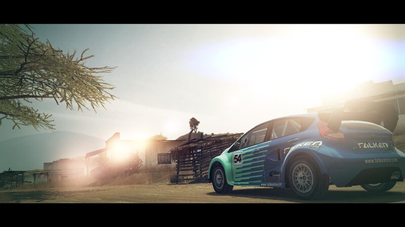Blue Rally Car — Dramatic, Sunset