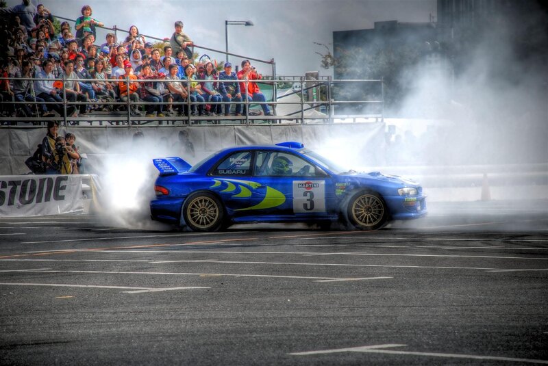 Blue Rally Car Drifting — Dynamic