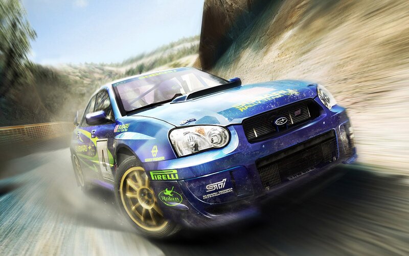 Blue Rally Car — Dynamic, Afternoon, Digital Art, Dirt Road