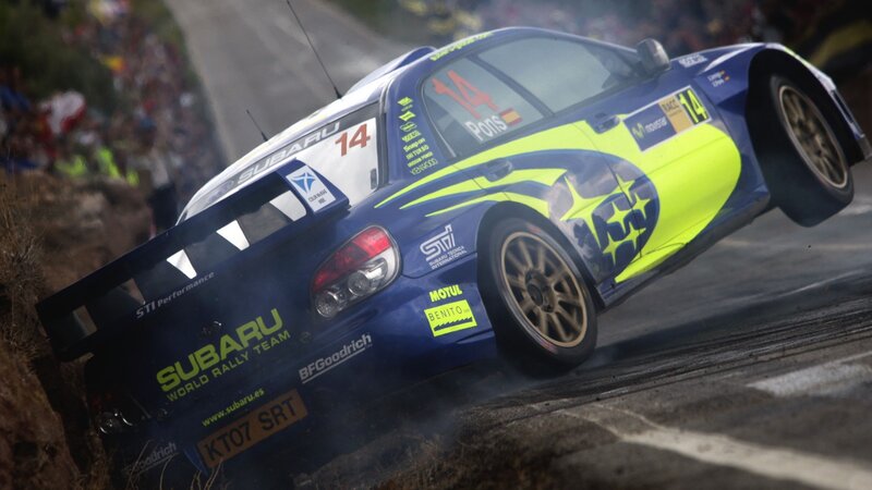 Blue Rally Car — Dynamic, Afternoon, Photograph, Crowd, Rally Track