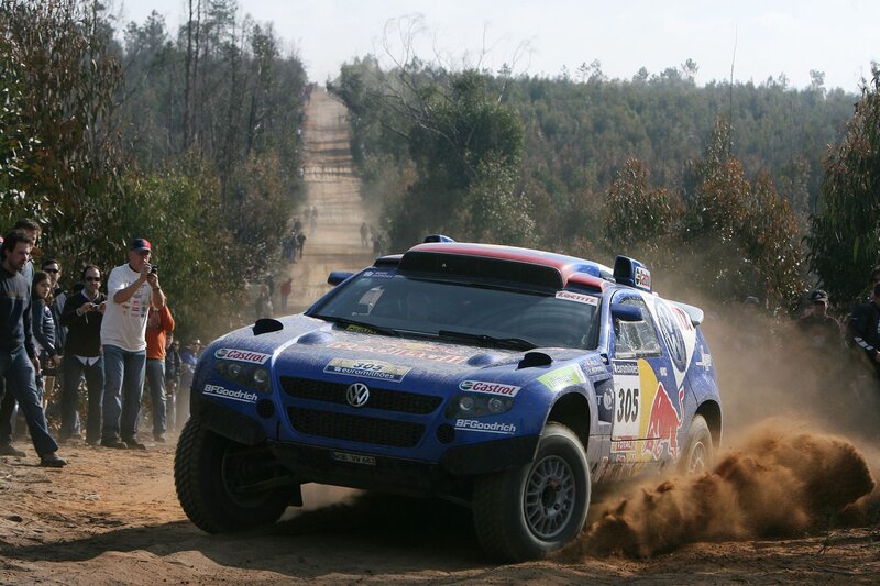 Blue Rally Car — Dynamic, Afternoon, Photograph, Dirt Road, Spectators, Trees