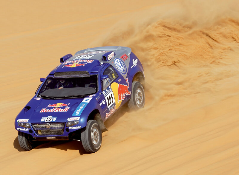 Blue Rally Car — Dynamic, Afternoon, Photograph, Dune