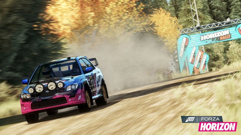 Blue Rally Car — Dynamic, Autumn, 3d Render, Dirt Road
