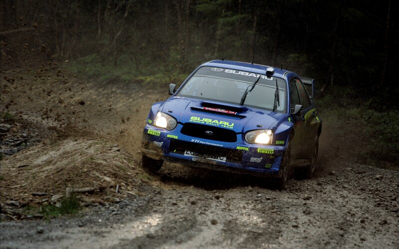 Blue Rally Car — Dynamic, Night, Photograph