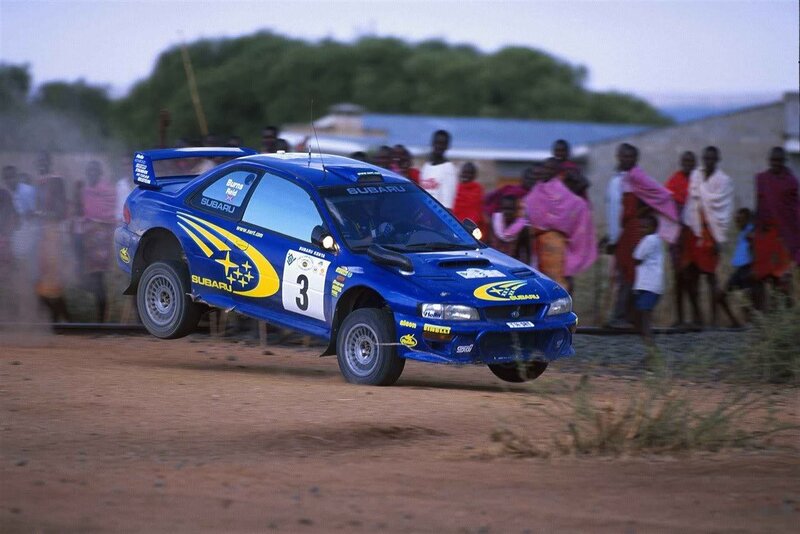 Blue Rally Car — Dynamic, Sunset, Photograph