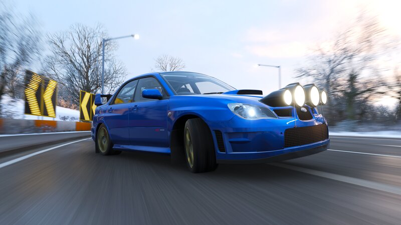 Blue Rally Car — Dynamic, Winter, 3d Render