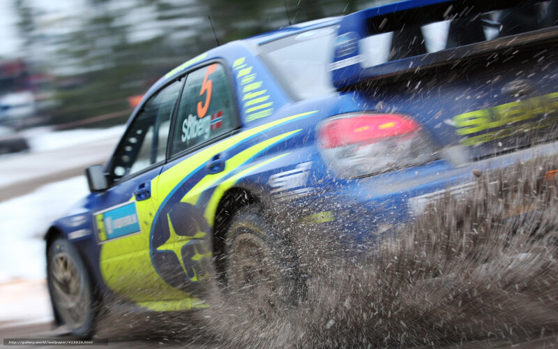 Blue Rally Car — Dynamic, Winter, Photograph