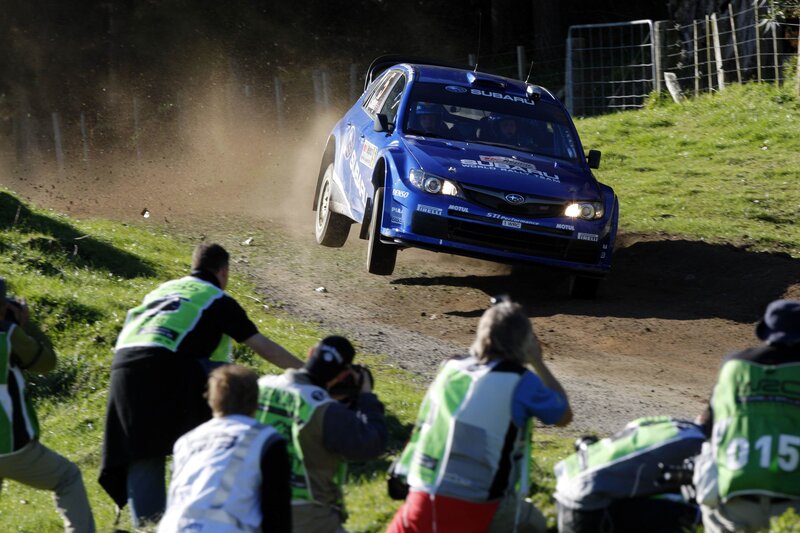 Blue Rally Car in Motion — Dynamic