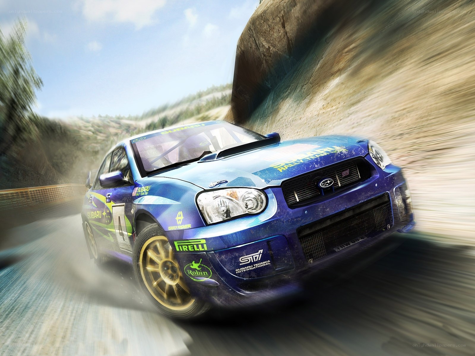 blue rally car in motion