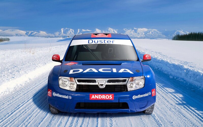 Blue Rally Car in Snow — Cold, Clear