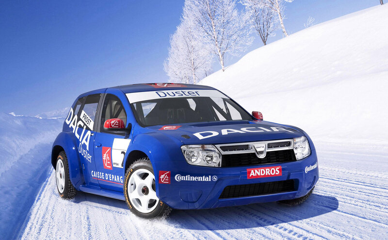 Blue Rally Car in Snow — Cold, Clear, Winter