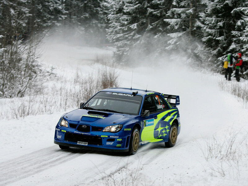 Blue Rally Car in Snow — Dynamic, Winter, Photograph, Snowy Forest