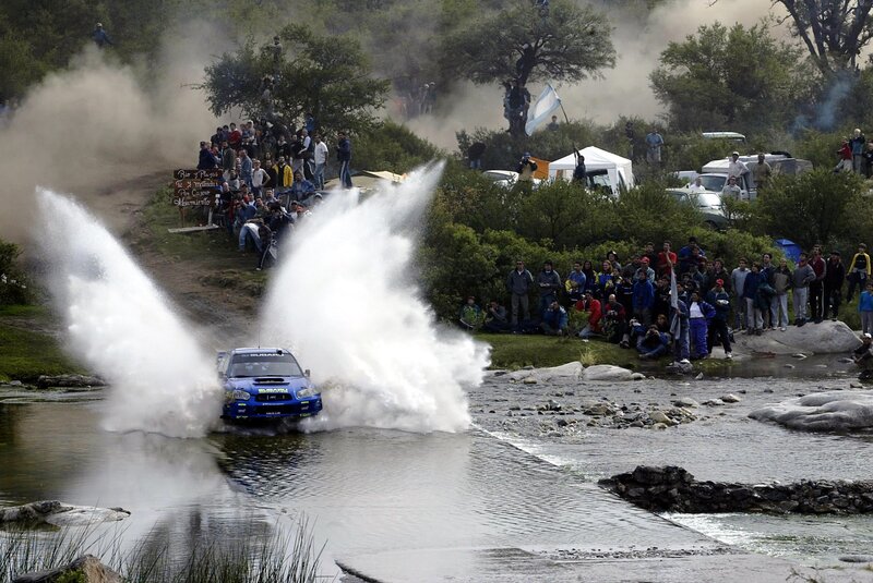 Blue Rally Car in Water