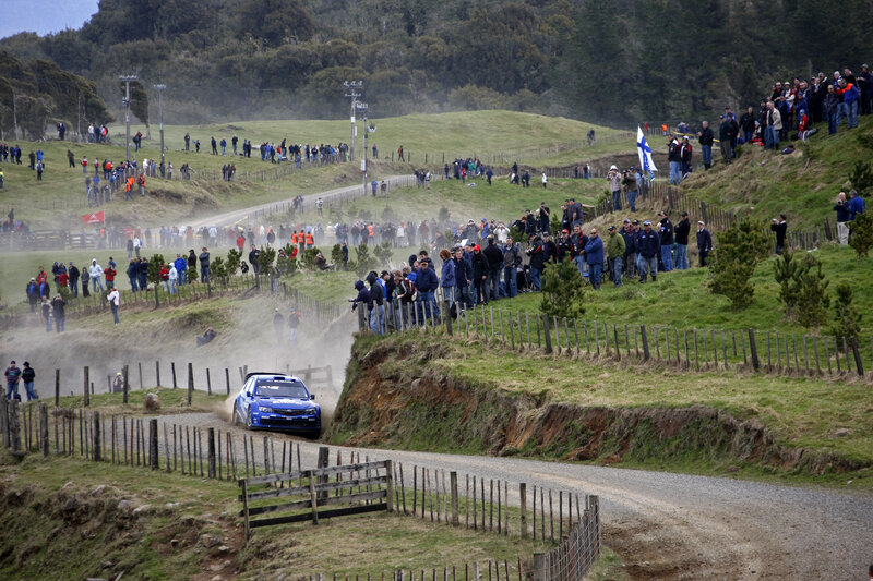 Blue Rally Car on Dirt — Green