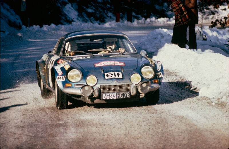 Blue Rally Car on Snow — Dynamic