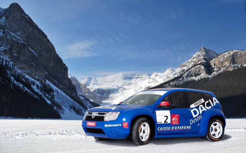 Blue Rally Car on Snow