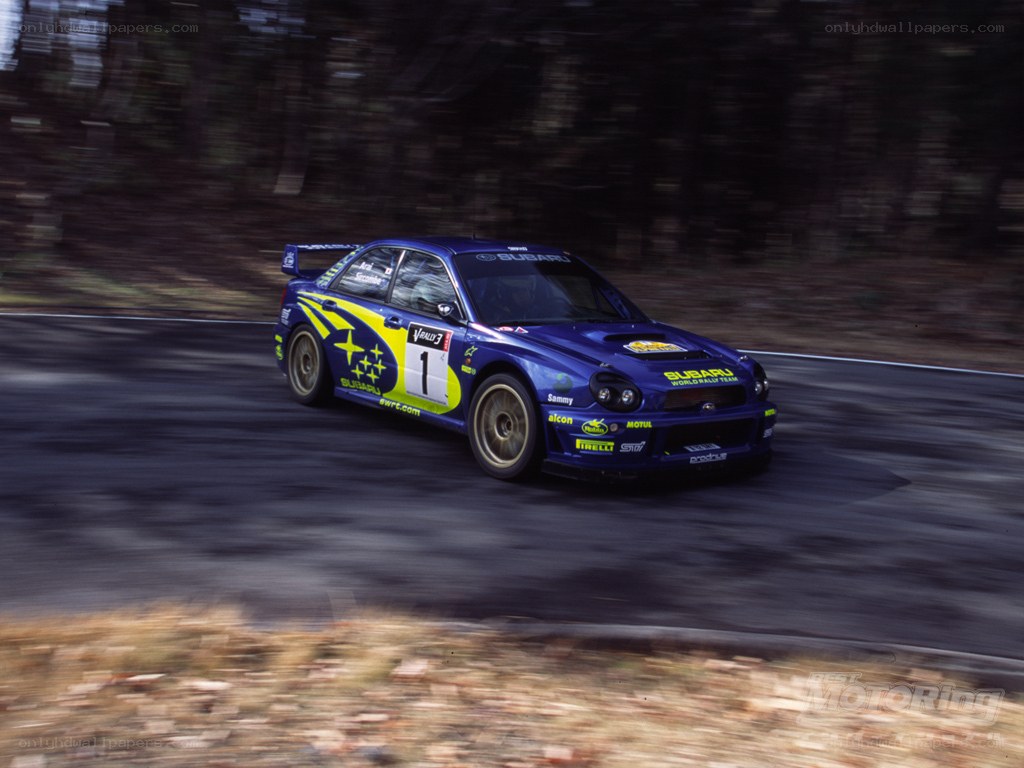 blue rally car on track