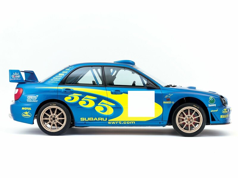 blue rally car side view