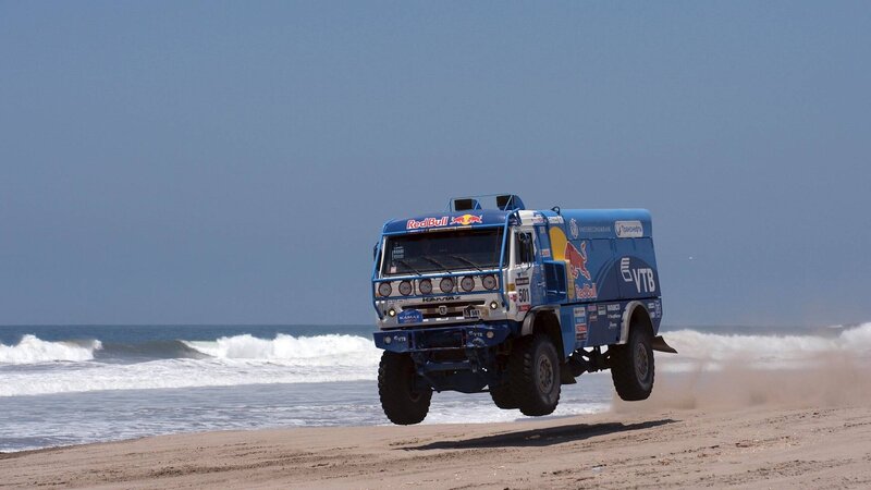 Blue Rally Truck — Dynamic, Afternoon, Photograph