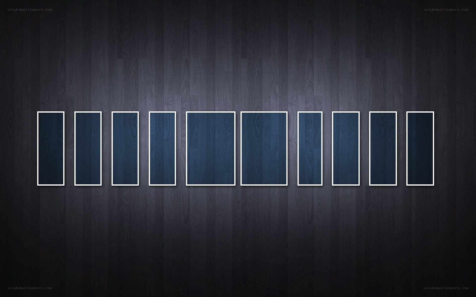 blue rectangles on dark wood