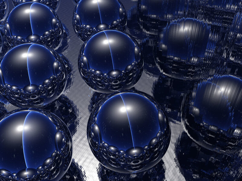 blue reflective spheres