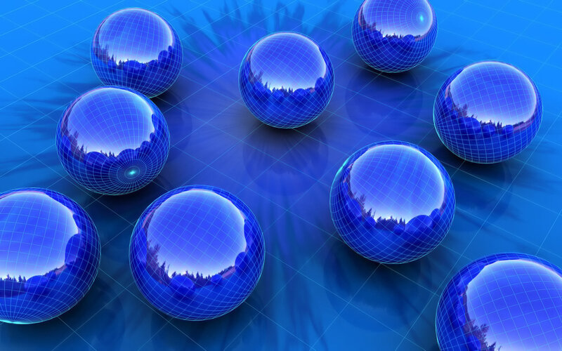 Blue Reflective Spheres — Abstract, 3d Render