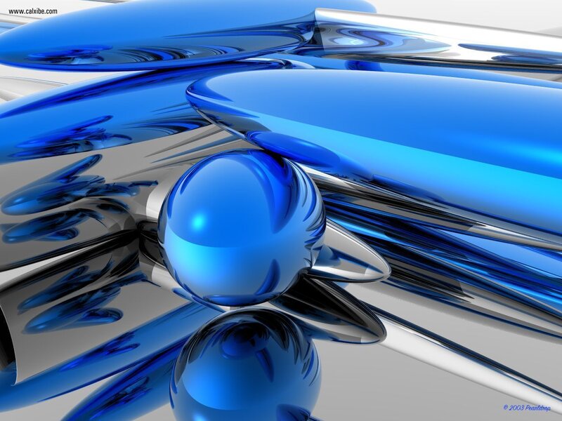 Blue Reflective Spheres — Abstract