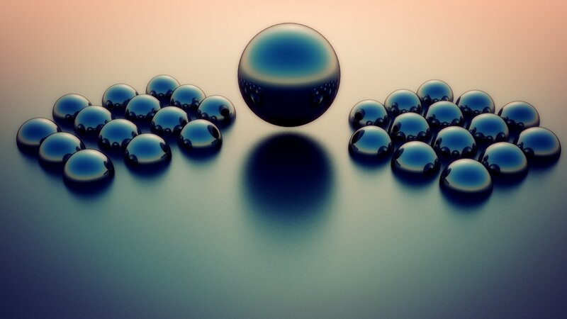 Blue Reflective Spheres — Calm, 3d Render