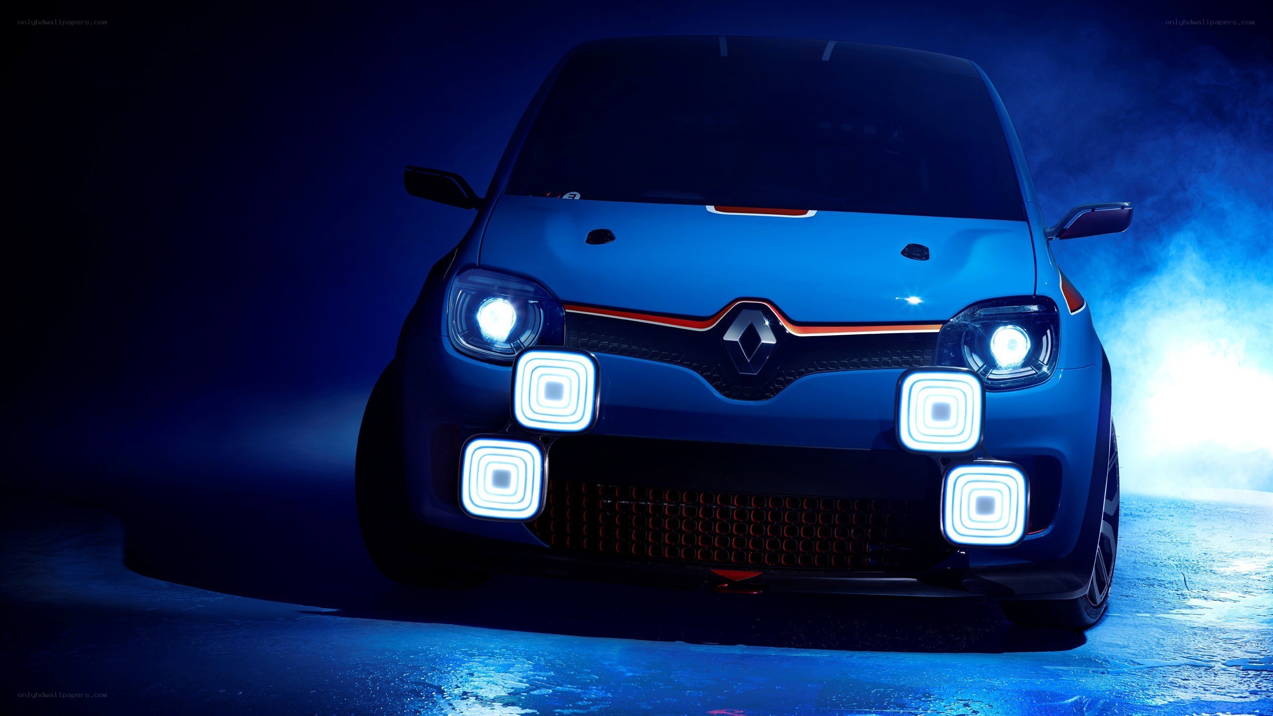 blue renault car front view