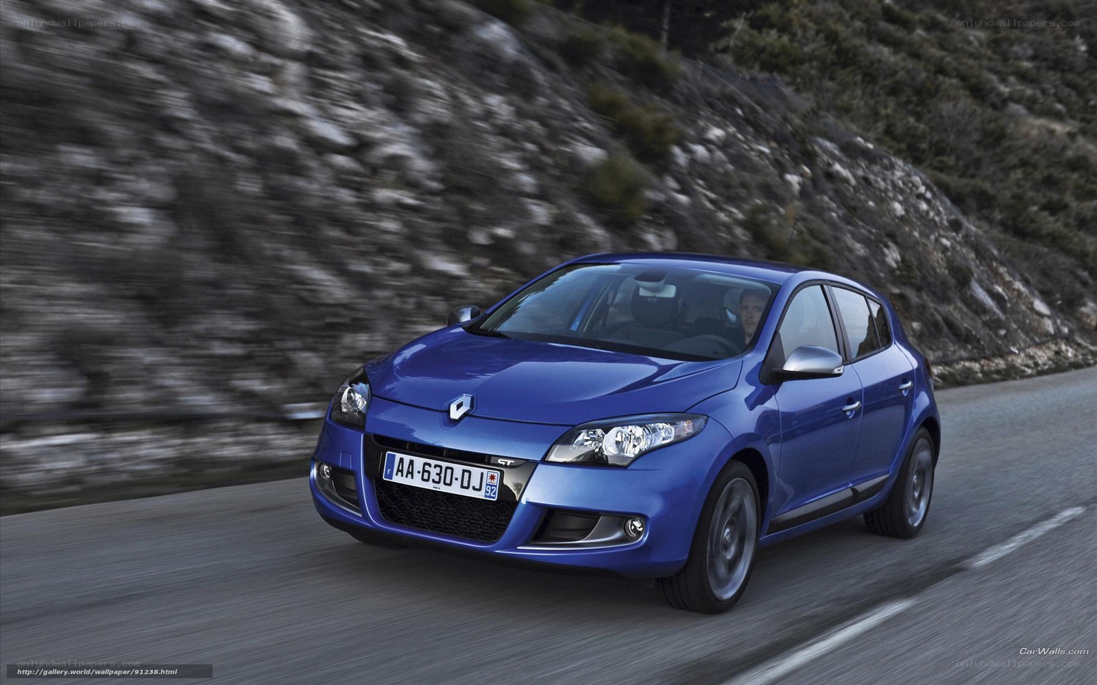 blue renault car on road
