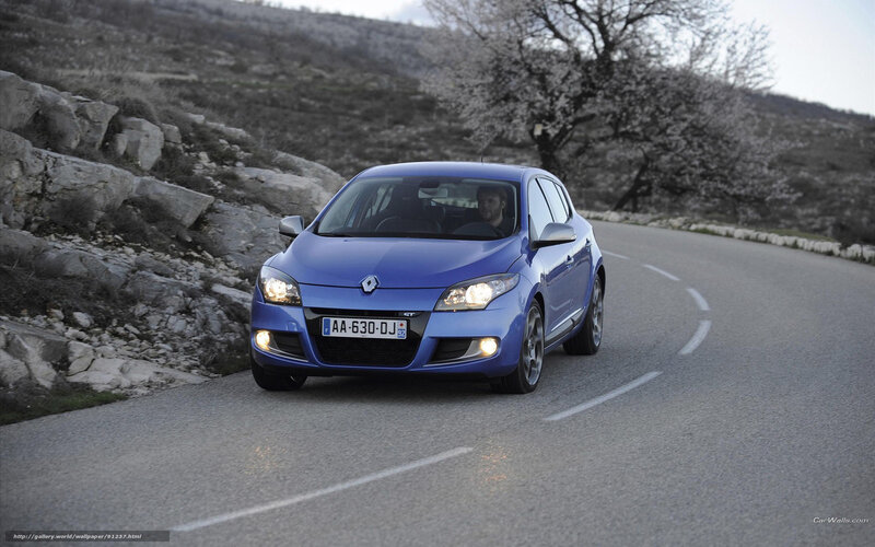 blue renault car on winding road