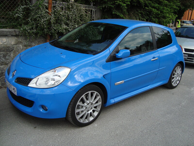 Blue Renault Clio parked on street