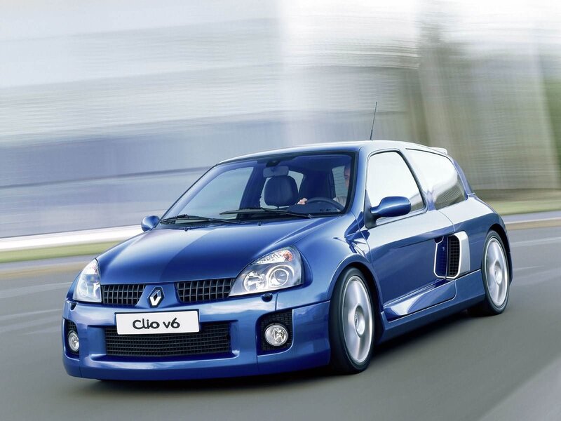 Blue Renault Clio V6 — Dynamic, Photograph, Car, Driver