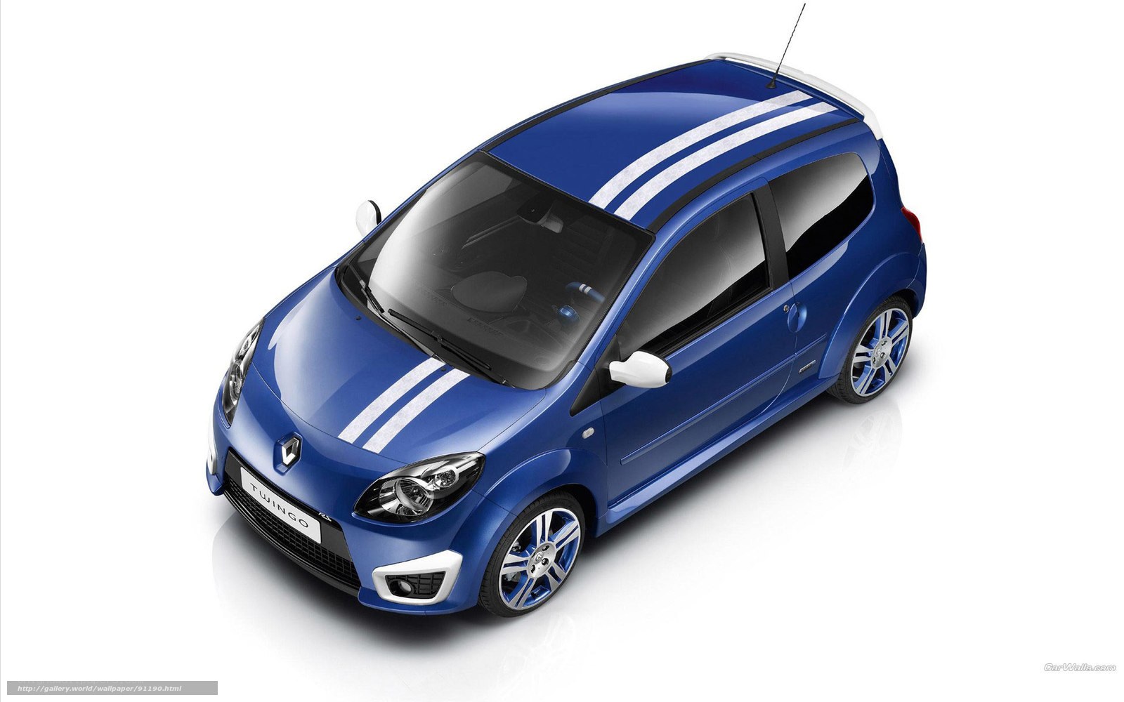 Blue Renault Twingo with stripes