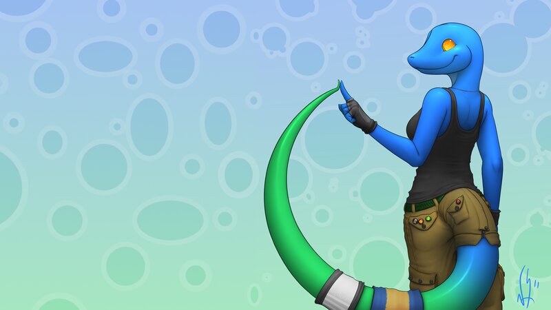 Blue Reptilian Character