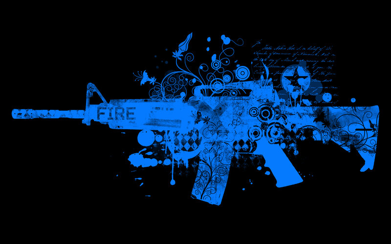 Blue Rifle Illustration — Dark, Digital Art