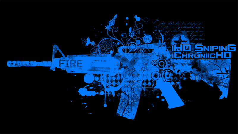Blue Rifle with Floral Design