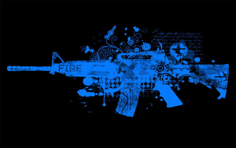 Blue Rifle with Floral Patterns — Dark