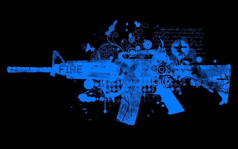 Blue Rifle with Floral Patterns