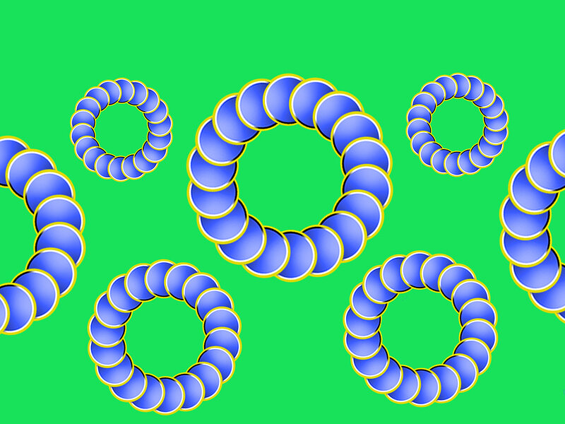 blue rings on green background