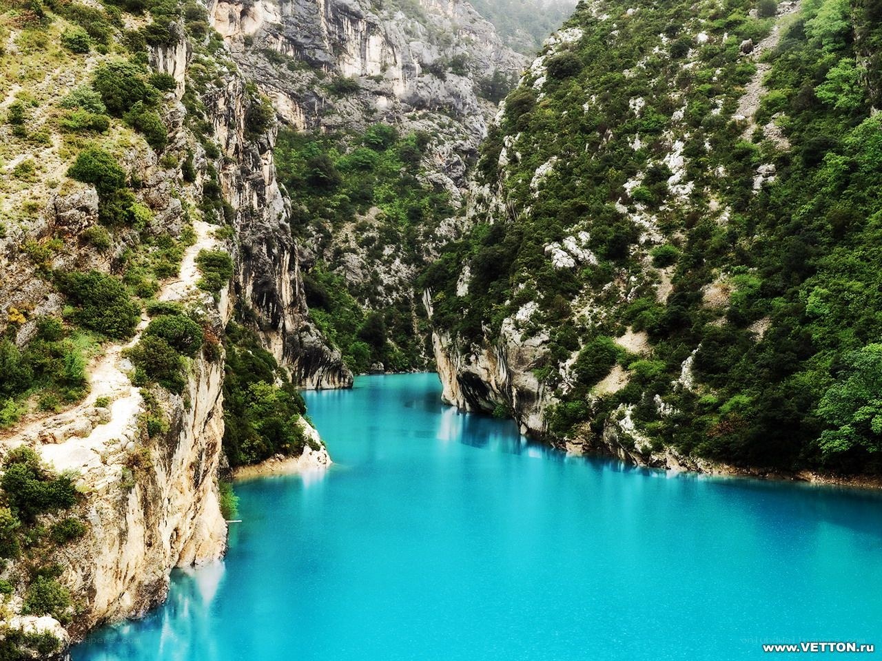 Blue river in a canyon