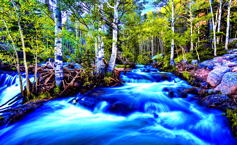 Blue River in Forest — Serene