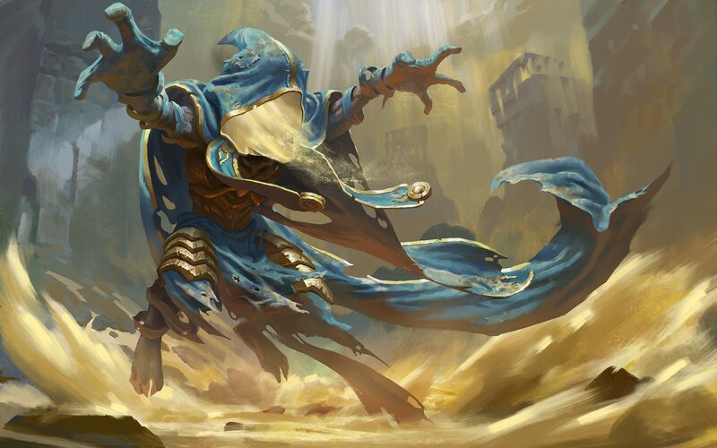Blue-robed Figure in Motion