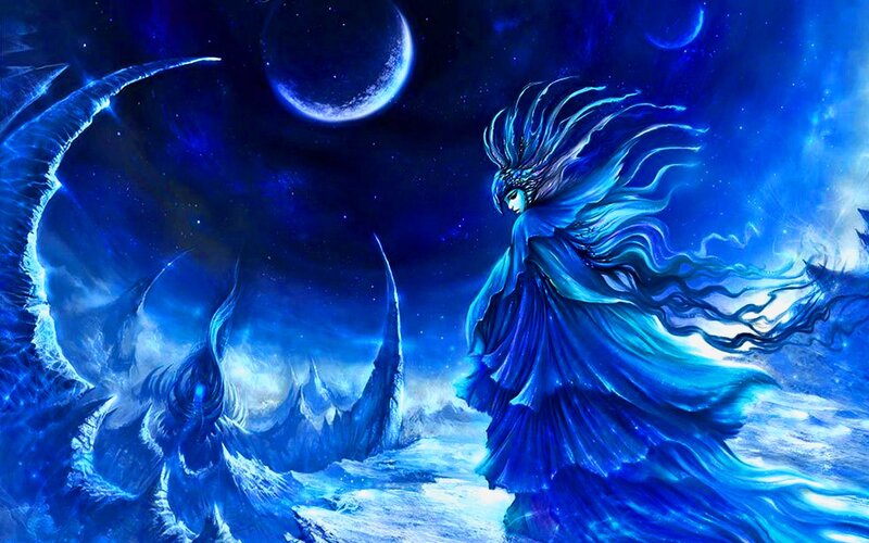 Blue-robed Figure with Wings