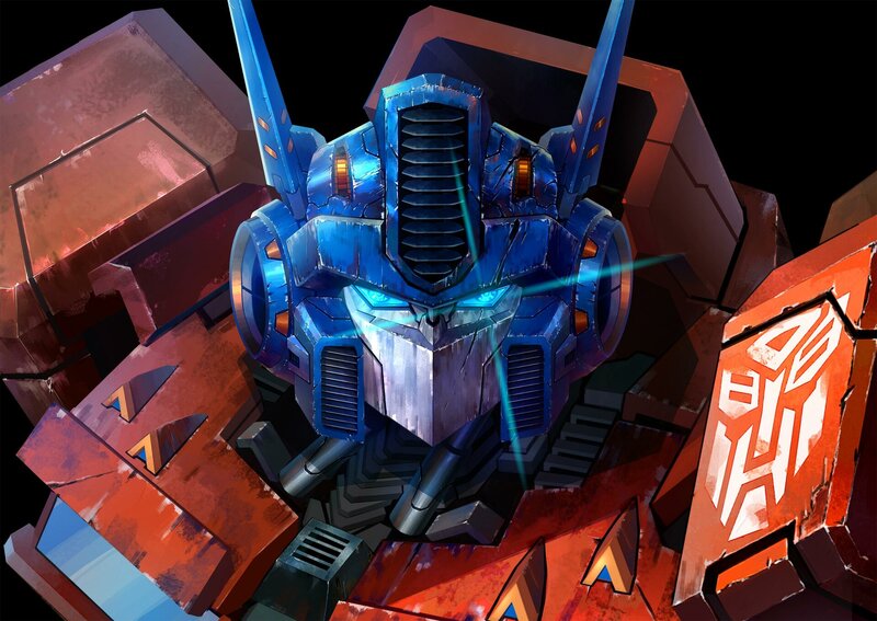 Blue Robot Head — Dramatic, Digital Art, Autobot Symbol